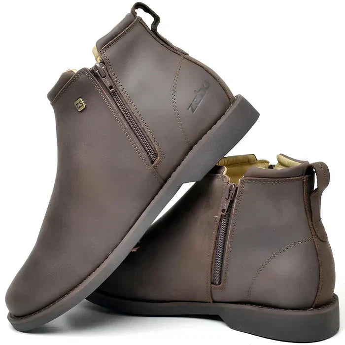 Bota Zavu Casual Masculina Couro Legítimo Ortopédica + 3 Brindes