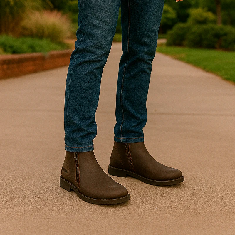 Bota Zavu Casual Masculina Couro Legítimo Ortopédica com Brindes