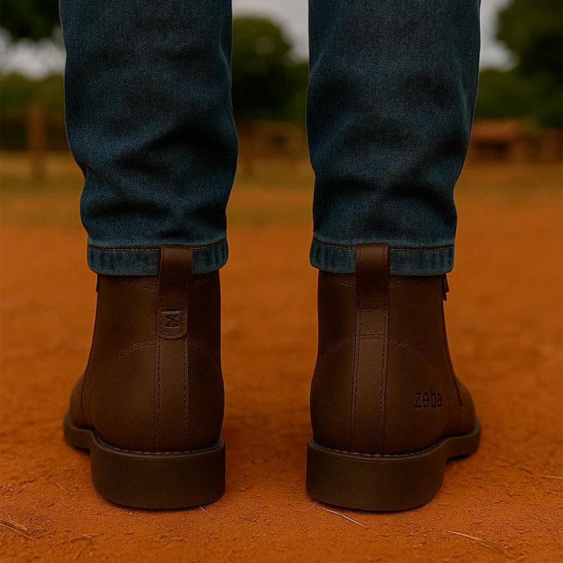 Bota Zavu Casual Masculina Couro Legítimo Ortopédica com Brindes